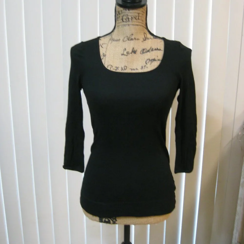 NWT Express black ¾ sleeve top shirt XS extra small